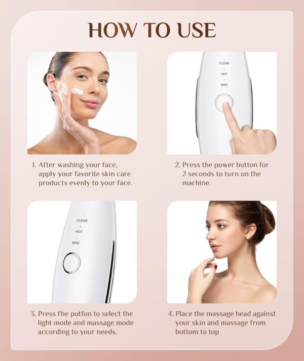 Led Electric Facial Massager, Vibrating Facial Massager with Thermals - Image 6