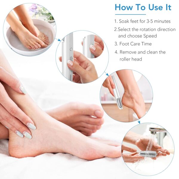 Electric Callus Remover for Feet, Professional Pedicure Kit Foot Scrubber - Image 6